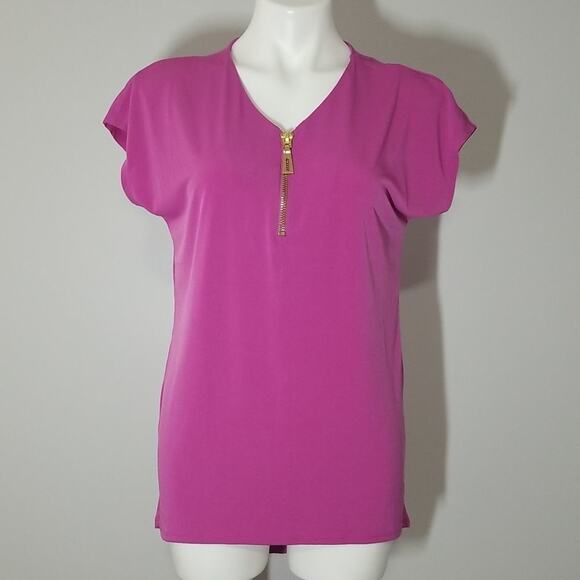 Carmen Marc Valvo Pink Top Gold Zipper - Picture 1 of 4
